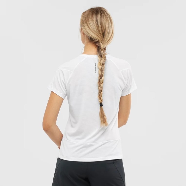 Salomon Cross Run Short Sleeve Women's T-Shirts White | CA 43C21